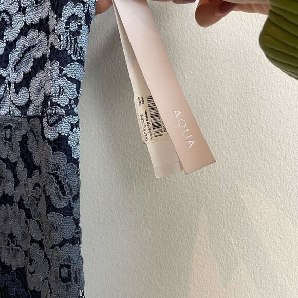 Aqua Womens Bodycon Dress Floral Lace Short Sleeve Blue Size Extra Small NWT - Picture 4 of 8